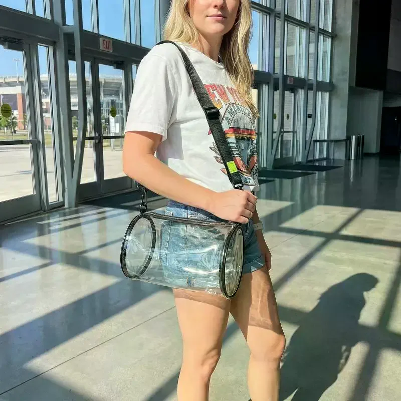Mini Transparent Laser Crossbody Bag Cylinder Fashion Shoulder Purse Womens Trending Bag for Festivals and Trips