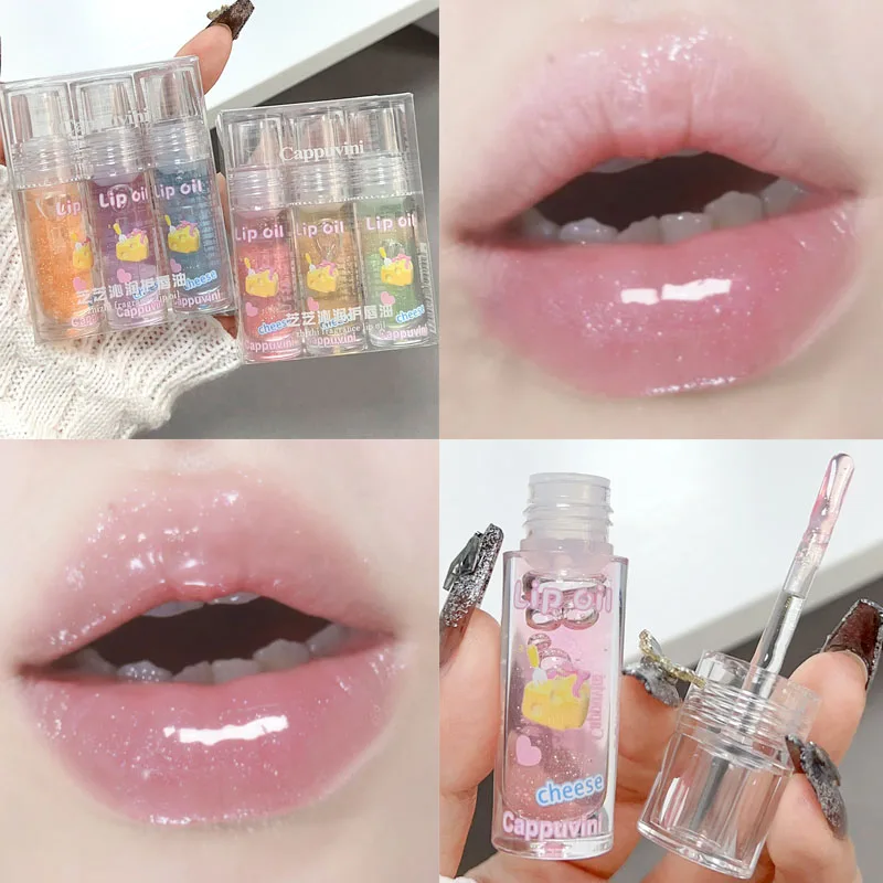 Perle transparent Spiegel Lippen öl feuchtigkeit spendend Glitter Lip gloss wasserdicht dauerhafte wässrige flüssige Lippenstift koreanische Make-up Kosmetik