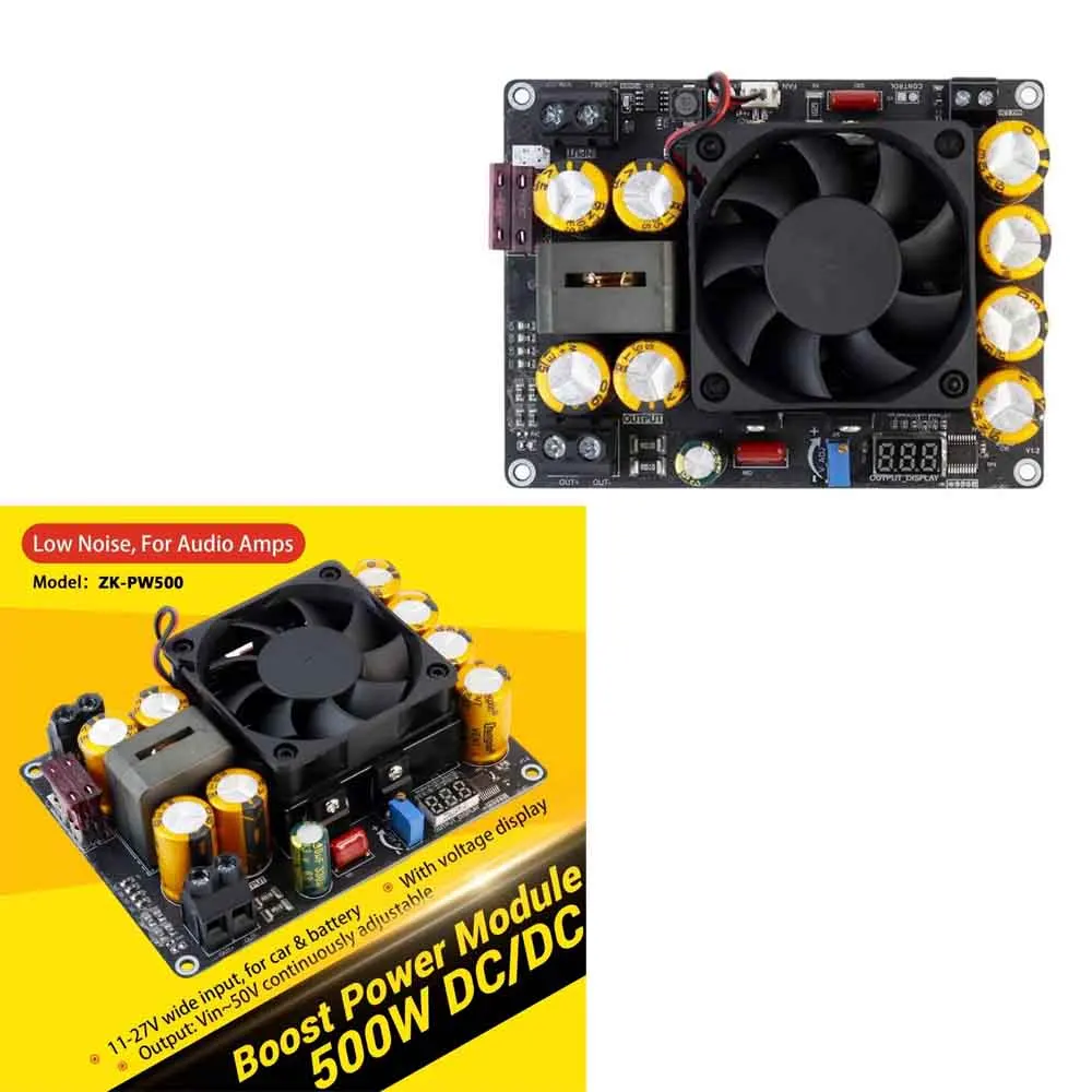 Boost Step Up Power Supply Module 500W 11-27V Input to 24-50V Adjustable Output Voltage Display High Efficiency 92-95% Converter