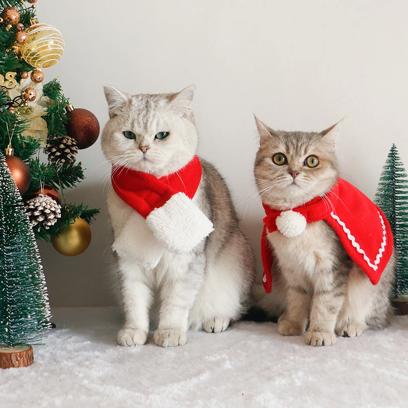 Christmas Cat Costume Santa Elk Cosplay Dog Pet Scarf Hat Crown Headband Cat Accessories Holiday Party Dress Up Supplies Gift