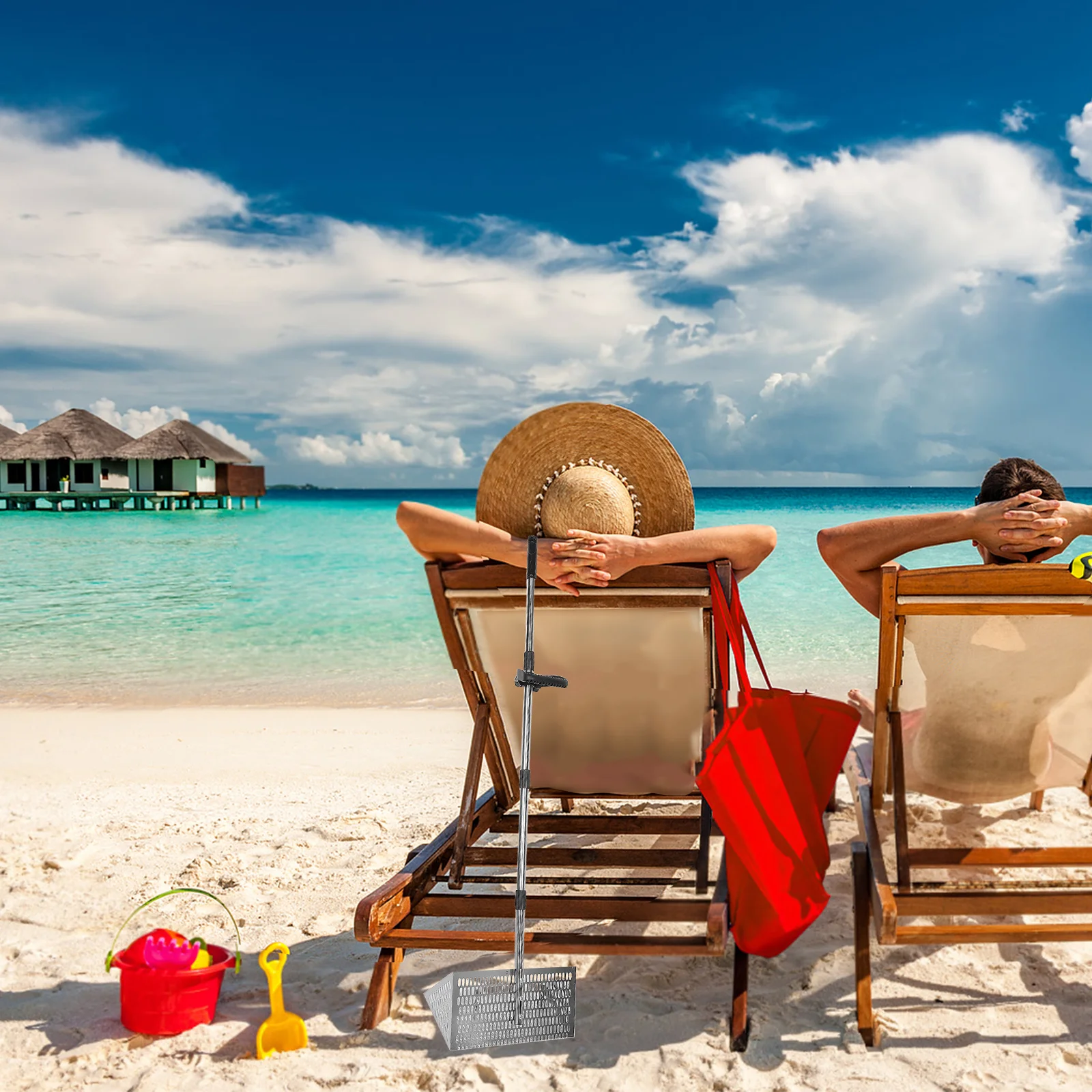 

Portable Carbon Steel Beach Sand Sifter Detachable Design Sand Scoop for Shell Collecting Treasure Shovel