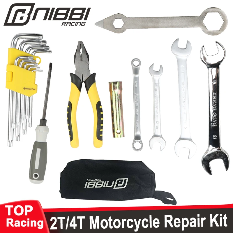 

Motorcycle Universal Repair Tool Set with Screwdriver Pliers Sleeve Wrenches for 2T/4T Honda Suzuki Motorcycle Bike Maintenance