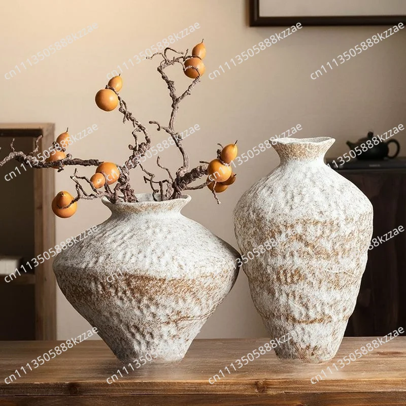 Ceramic Vase Wabi Sabi Style Vintage Vase for Home Decor, Zen Buddhist Decor, Oriental Flower Arrangement Vase for Living Room