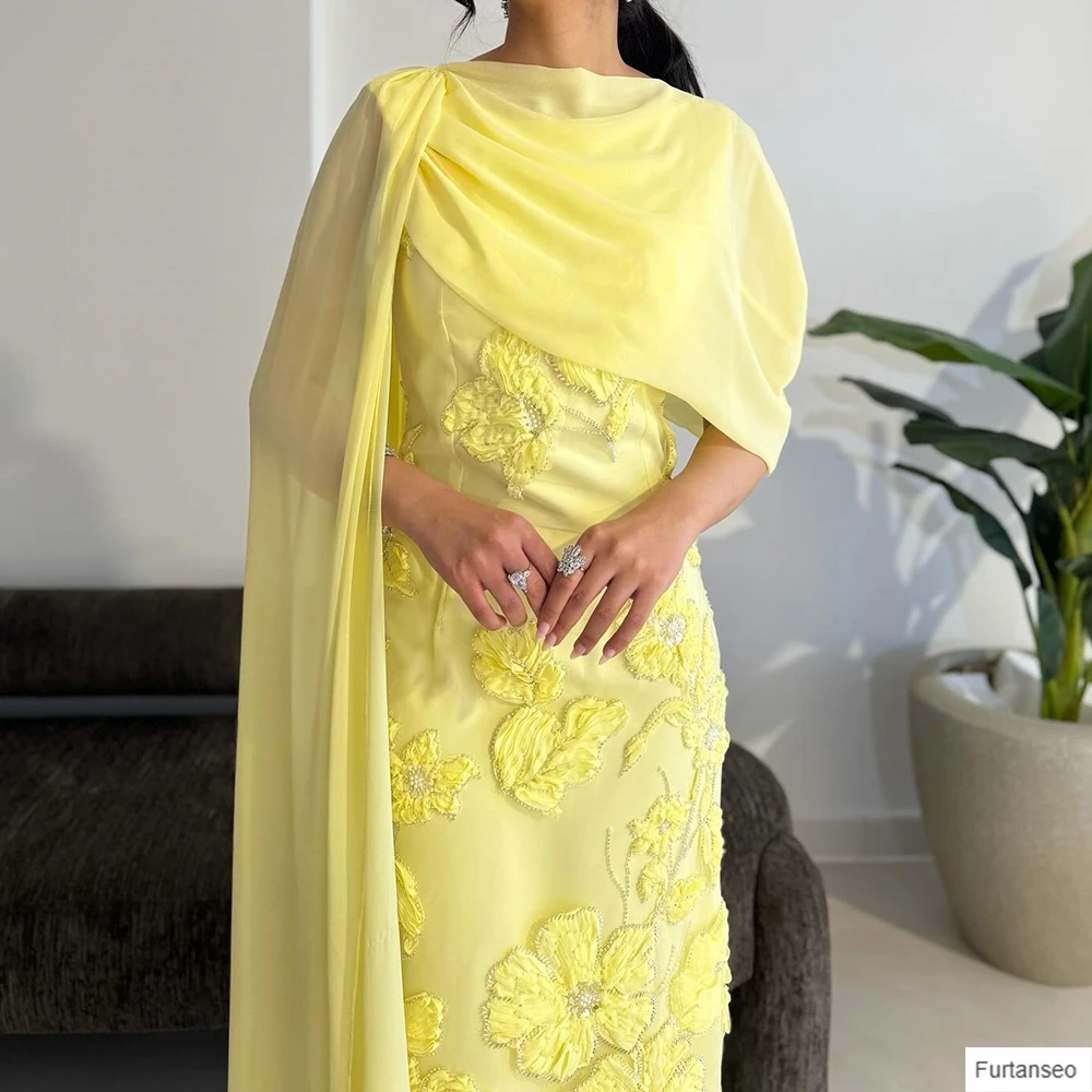 Sukienki wieczorowe proste na zamówienie, do ziemi, z dekoltem w łódkę, bez rękawów, sukienki balowe, modne kwiaty, etola, proste drapowane sukienki na przyjęcie.