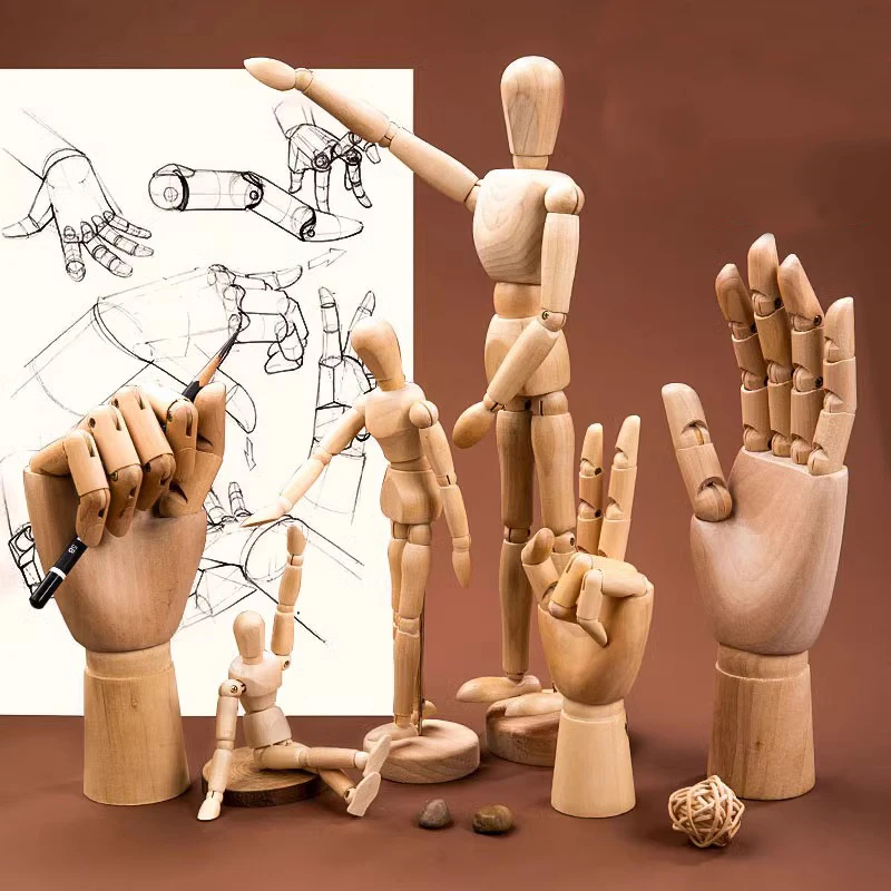 Mannequin articulé en bois avec membres mobiles, main et corps, dessin au beurre, croquis, figurines d'action, décoration d'intérieur, jouets d'artiste