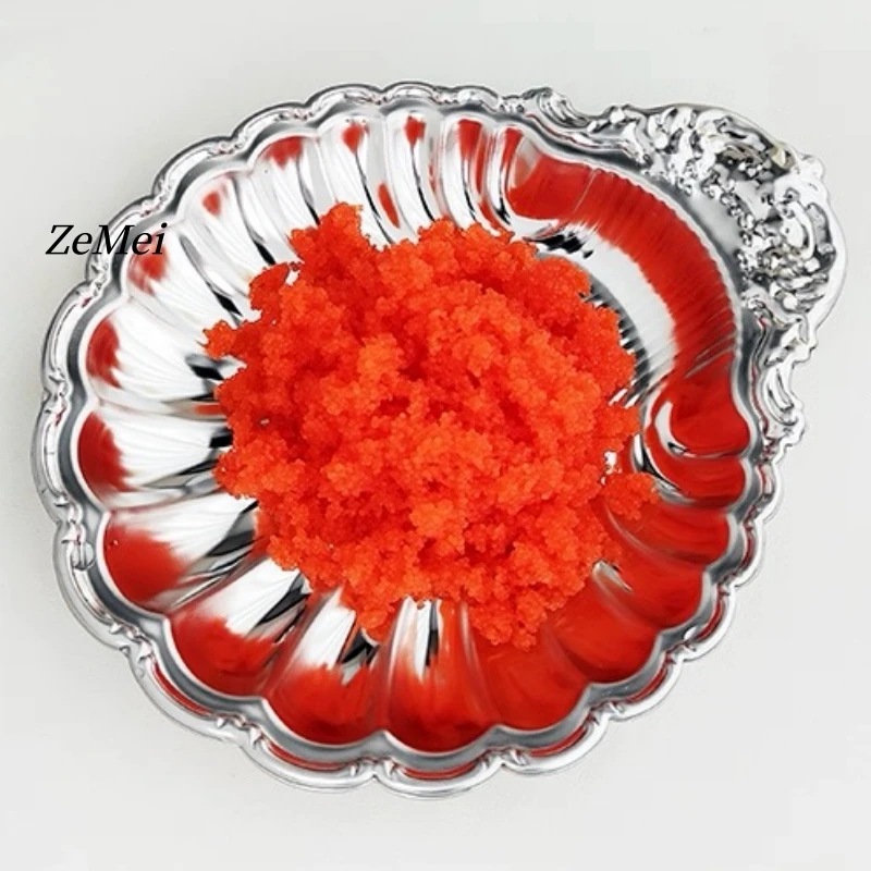 European Style Shell Shape Water Ripples Fruit Plate,Silver Stainless Steel Plate Home Food Tray,Snack Disc Table Decoration view 5