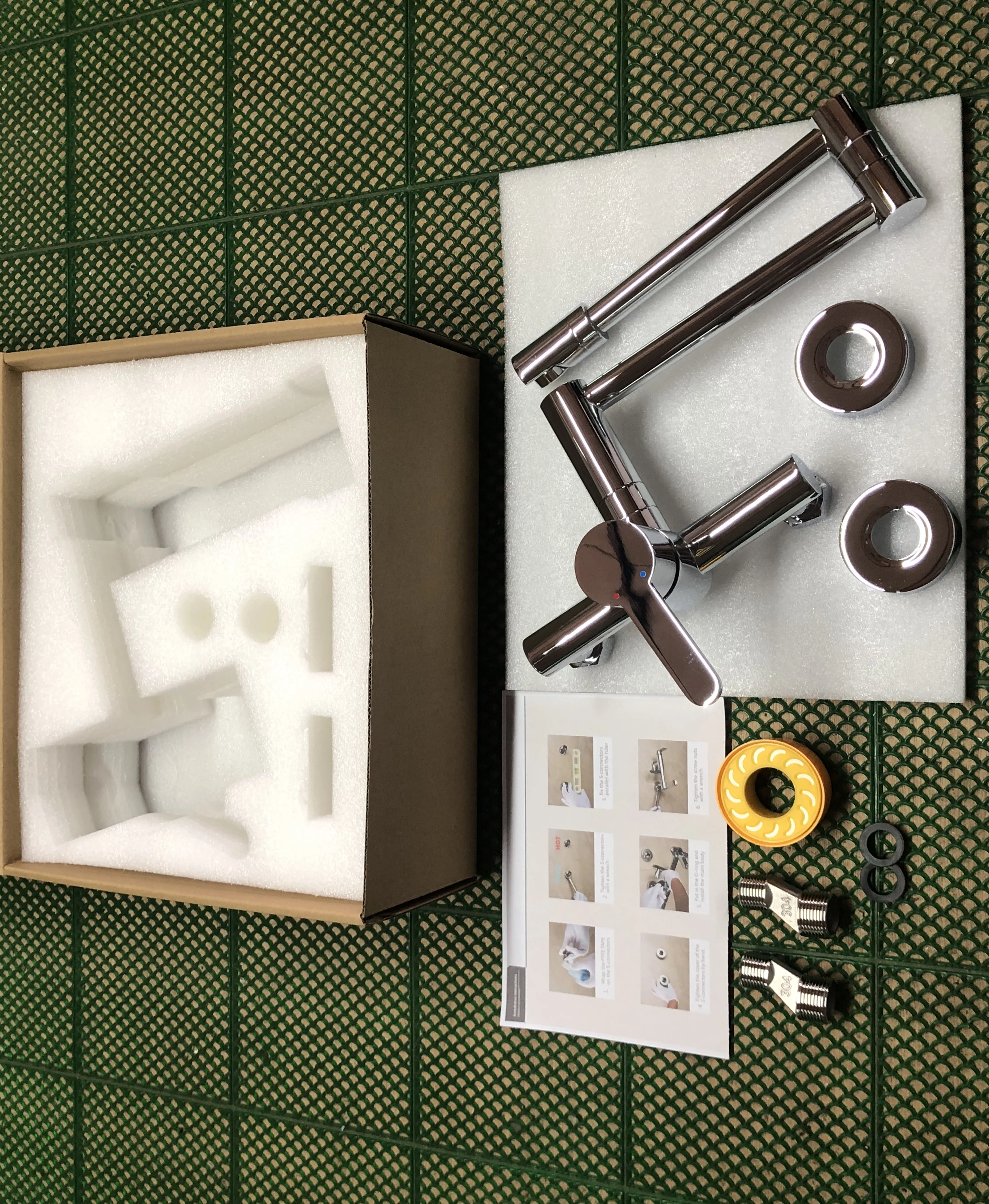 HIDEEP Kitchen Taps Foldable 360 Swivel Kitchen Hot Cold Water Faucet Solid Brass Plated Chrome Kitchen Mixer Two Handle