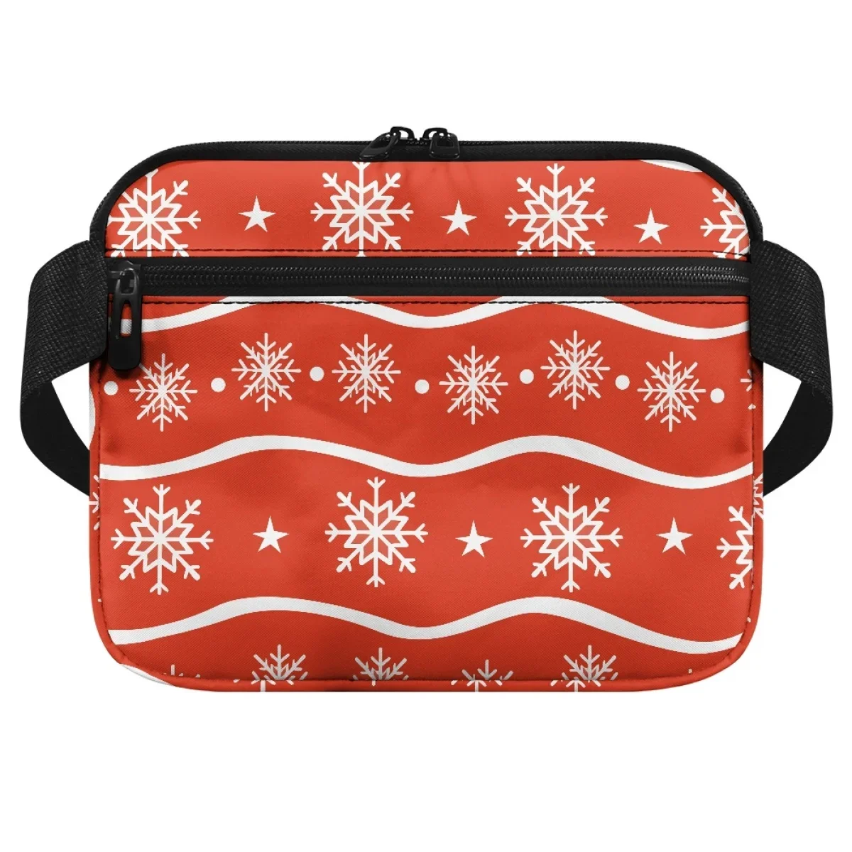 Colete vermelho floco de neve para mulheres, ombro ajustável Fanny Pack, organizador com zíper, design personalizado, portátil, ao ar livre, luxo