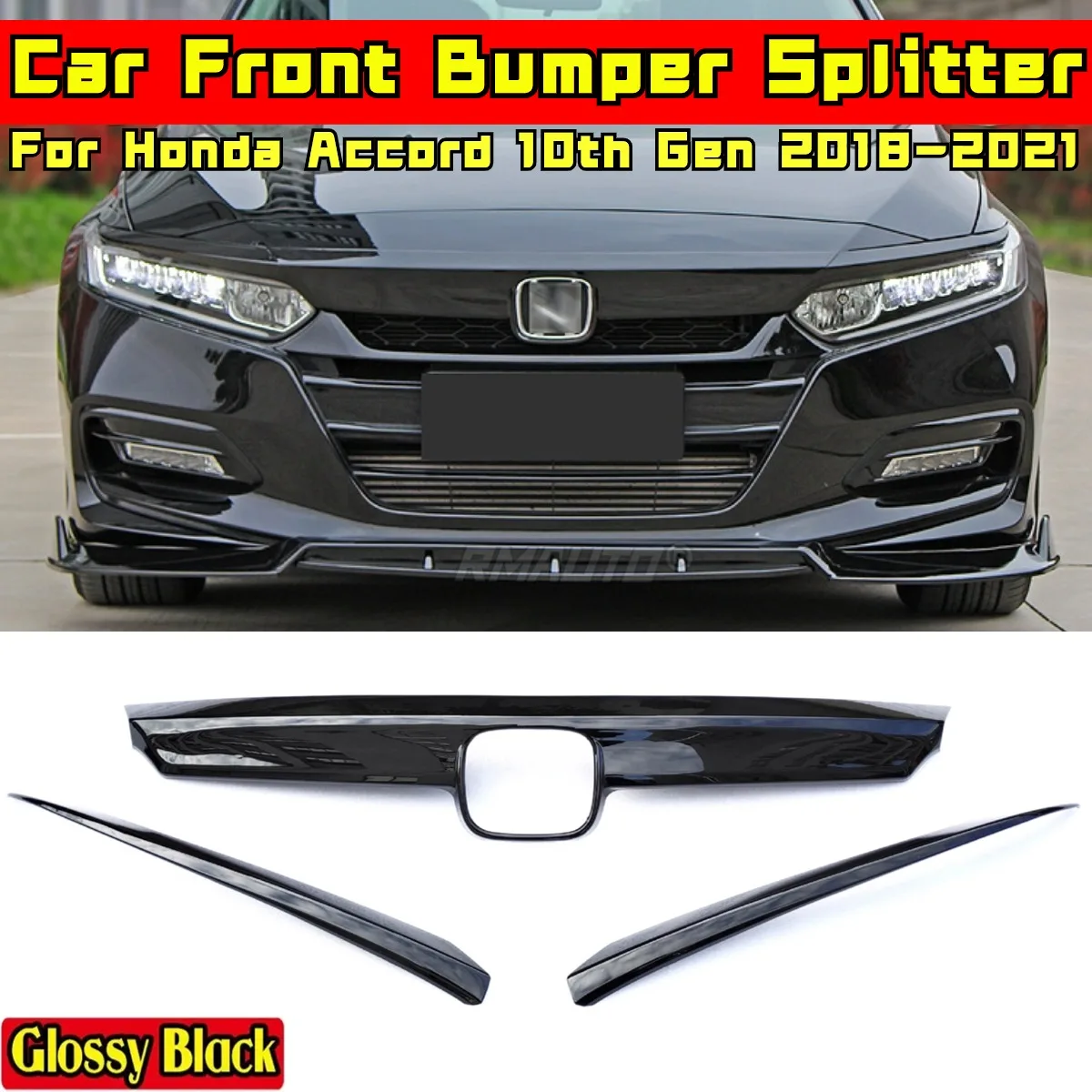 Accord Front Bumper Grill Glossy Black Sport Style Racing Car Grill Body Kit For Honda Accord 10th Gen 2018-2021 Car Accessories