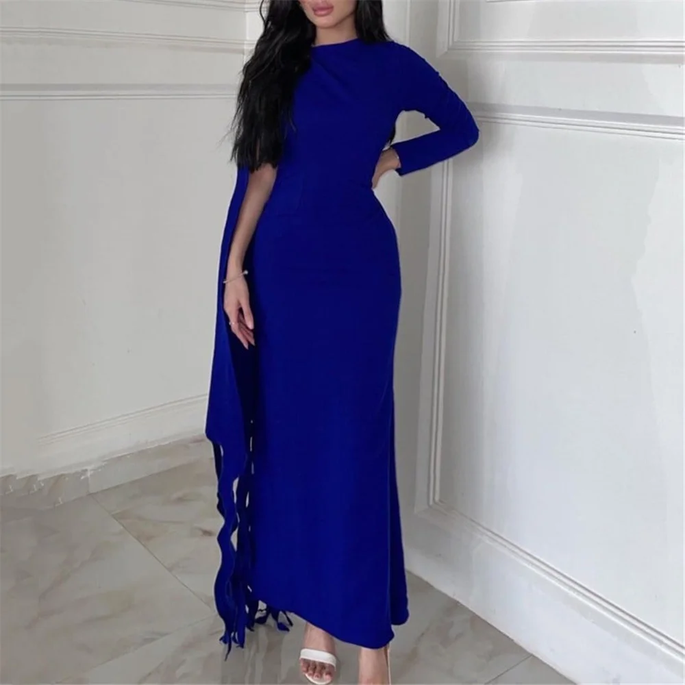 

LUNAFLEYA O Neck Full Sleeve Pleat Mermaid Classy Fashion Prom Dress For Woman Ankle Length Sweep Train Evening Gown New In 2024