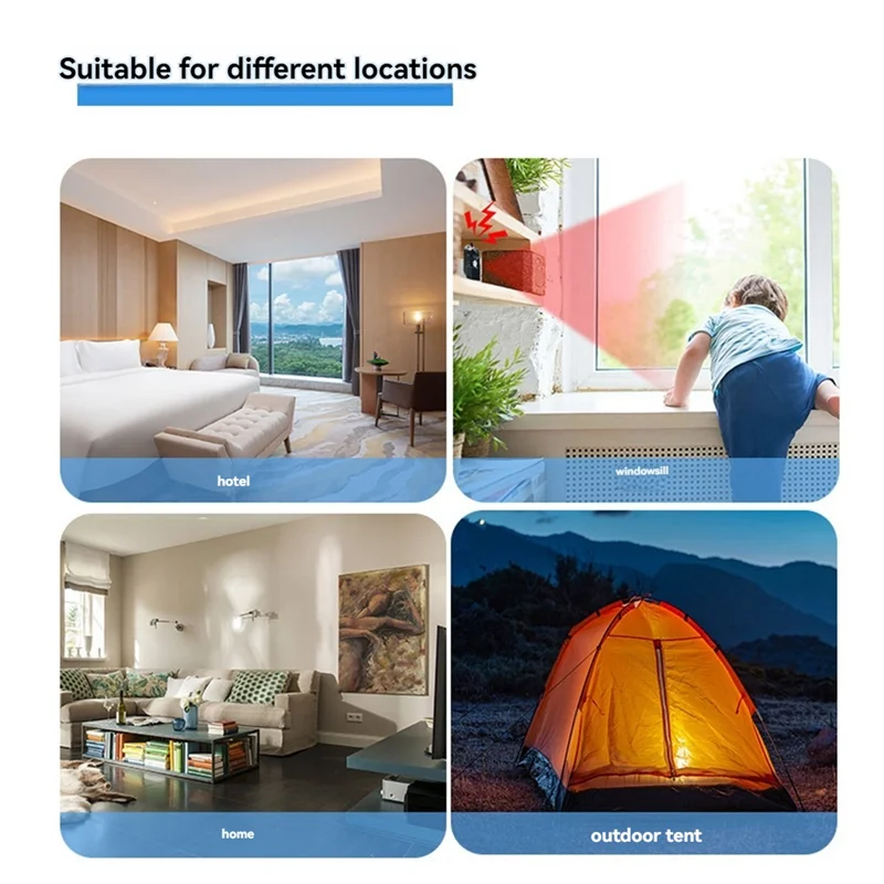 -MEOF 4Pcs Portable Mini Motion Detector Alarm 120DB Siren SOS LED Light Security For Travel Home Kids Safe Personal Alarm