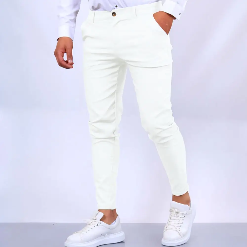 Mens Slim Fit Slacks Business Casual Trousers Skinny Formal Chinos Comfortable Stretch Fabric Breathable Office Daily Wear Pants