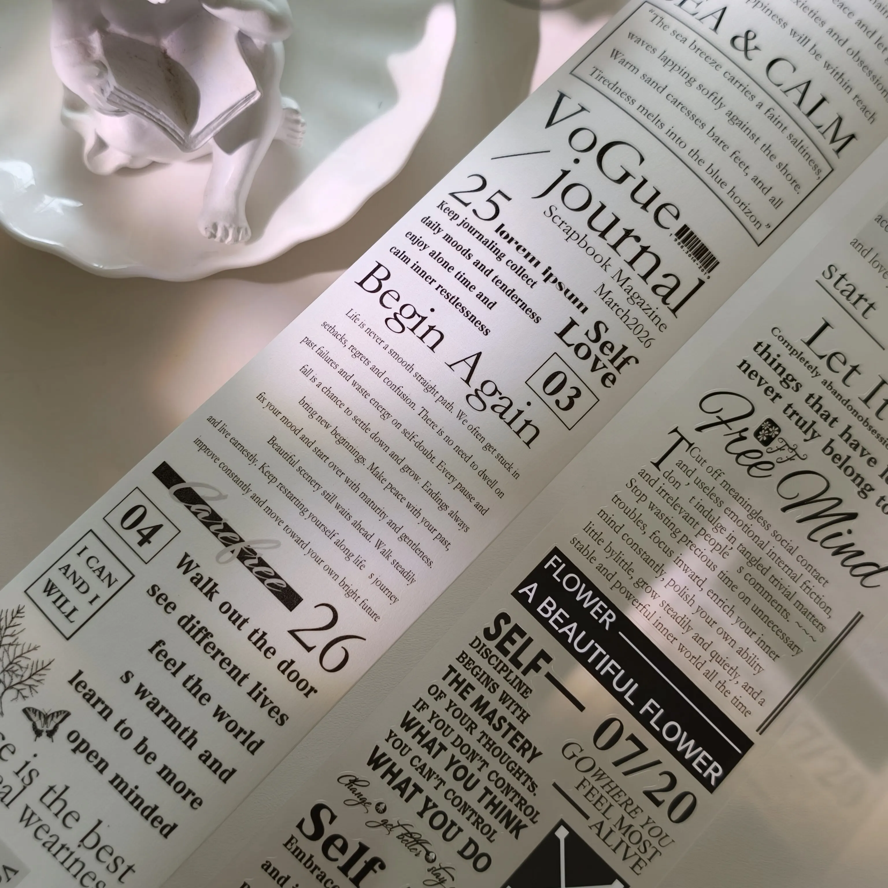 Dongxishe Original PET Inspirational Magazine Text Versatile English Journaling Washi Tape Sticker