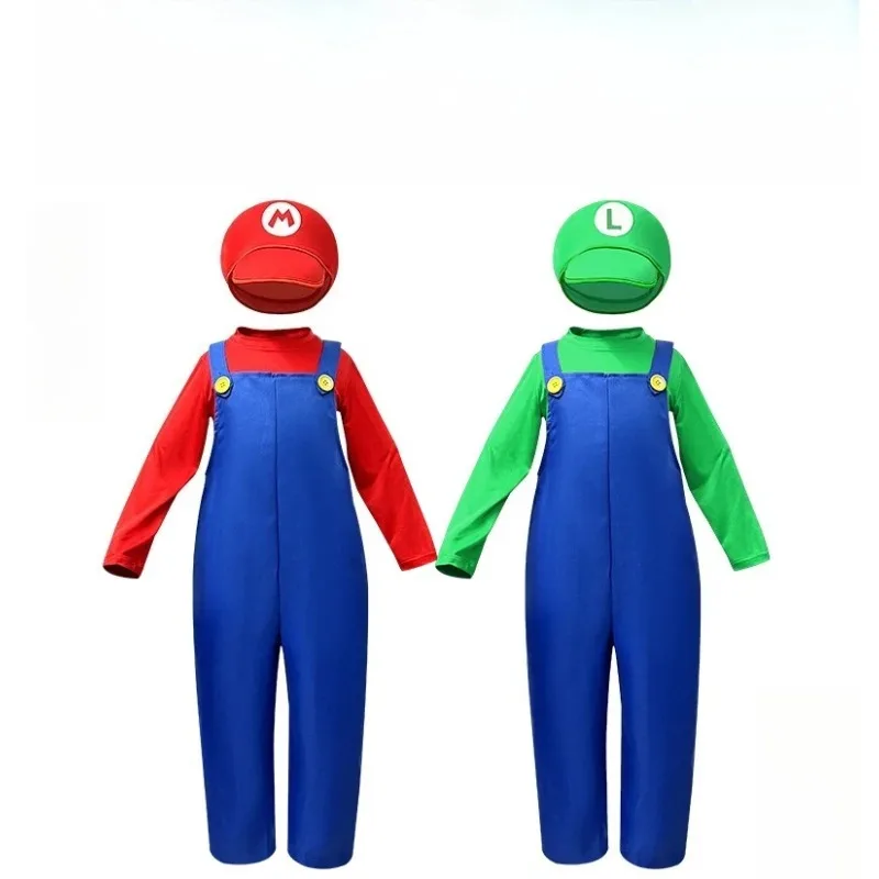 

Kids Cosplay Repairman Costume Outfit Game Character Dress Children's Party Role Play Stage Performance Beard Brothers Set