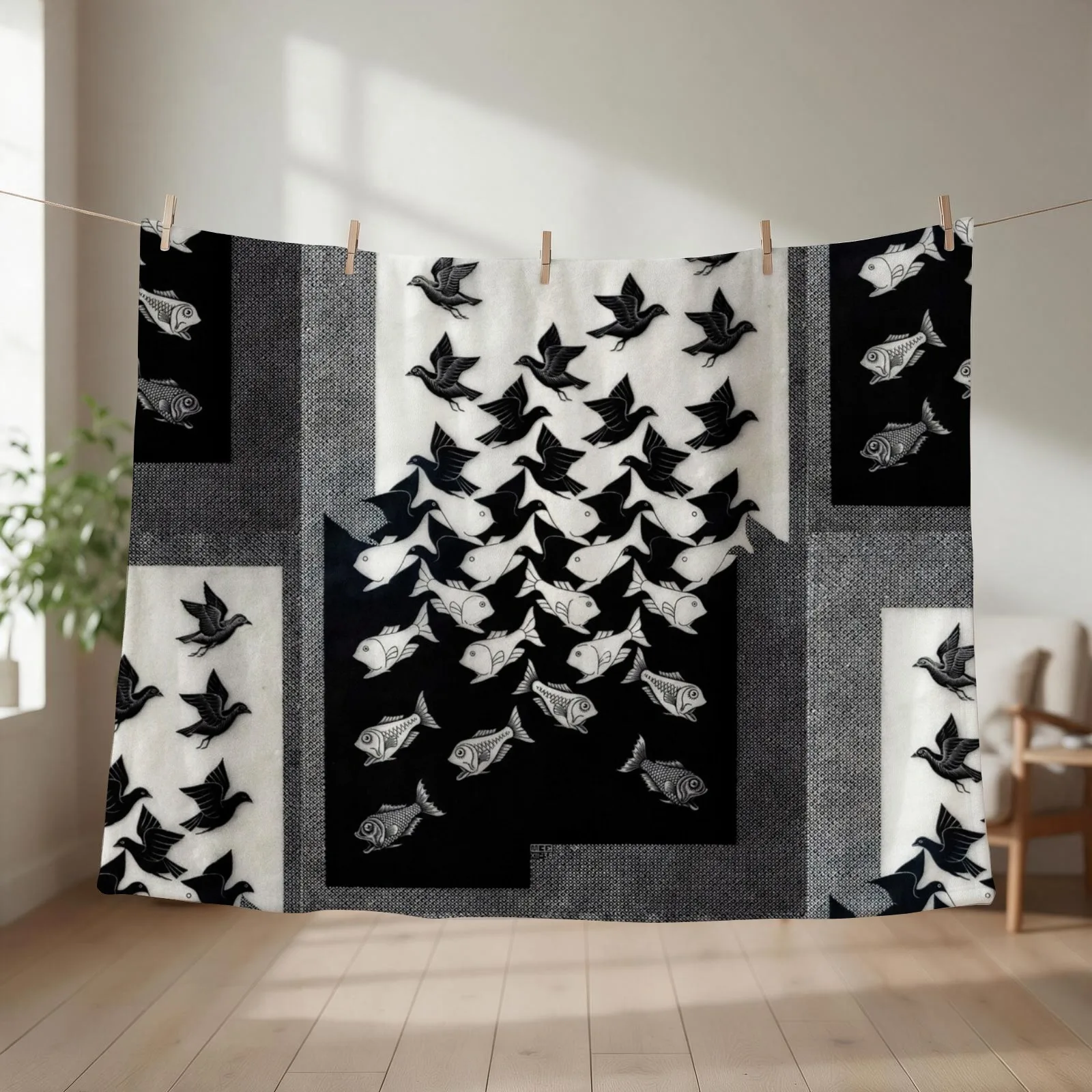 Sky and Water II, by M.C. Escher Throw Blanket Giant Sofa Soft Plaid Furry Beautifuls Blankets
