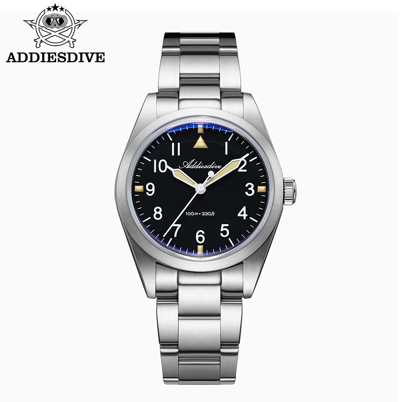 

ADDIESDIVE Новые роскошные женские часы 36 мм с японским кварцевым механизмом VH31, водонепроницаемые до 100 м, светящиеся, для дайвинга, AD2502