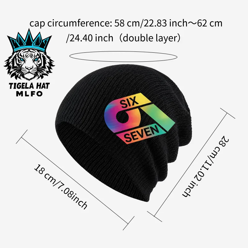 Fashion Eye‑Catching Slouchy Beanie, 67 Gradient Number Graphic Print, For Daily Street Wear, New Year & Holiday Casual Trip