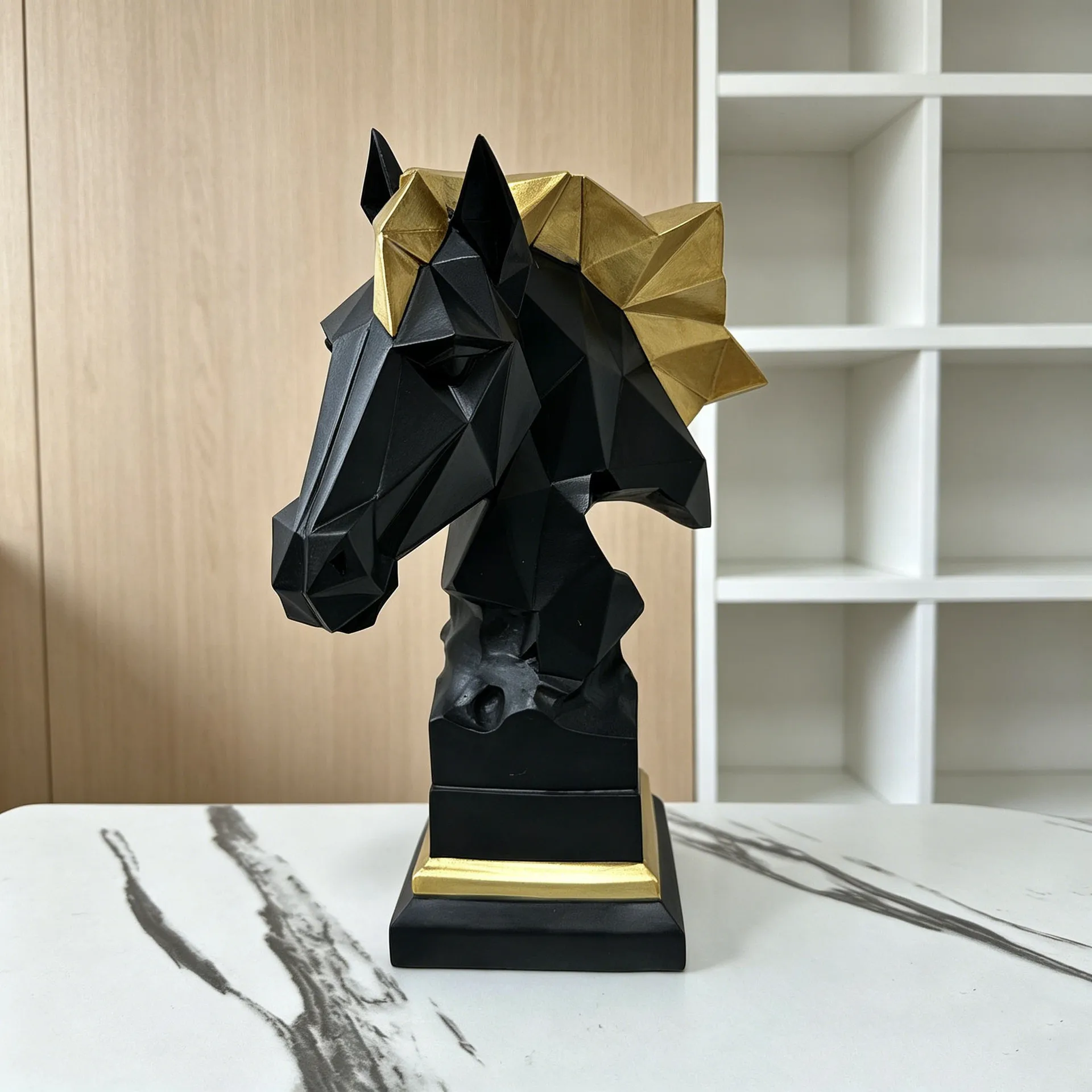 Nordic Style Ins Creative Ornaments Abstract Geometric Section Horsehead Sculpture Modern Living Room Study Home Decoration