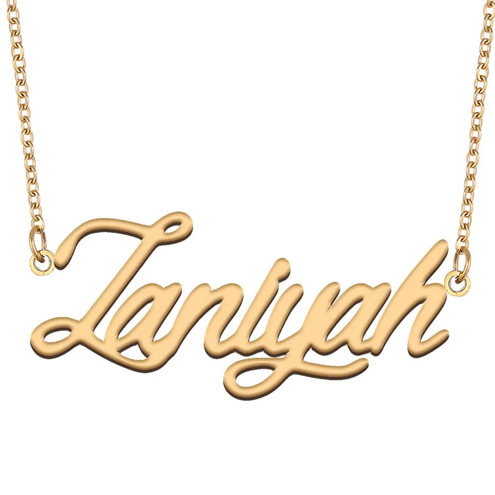 

Zaniyah Name Necklace for Women Jewelry Stainless Steel Gold Color Nameplate Pendant Font Letters Choker Necklaces