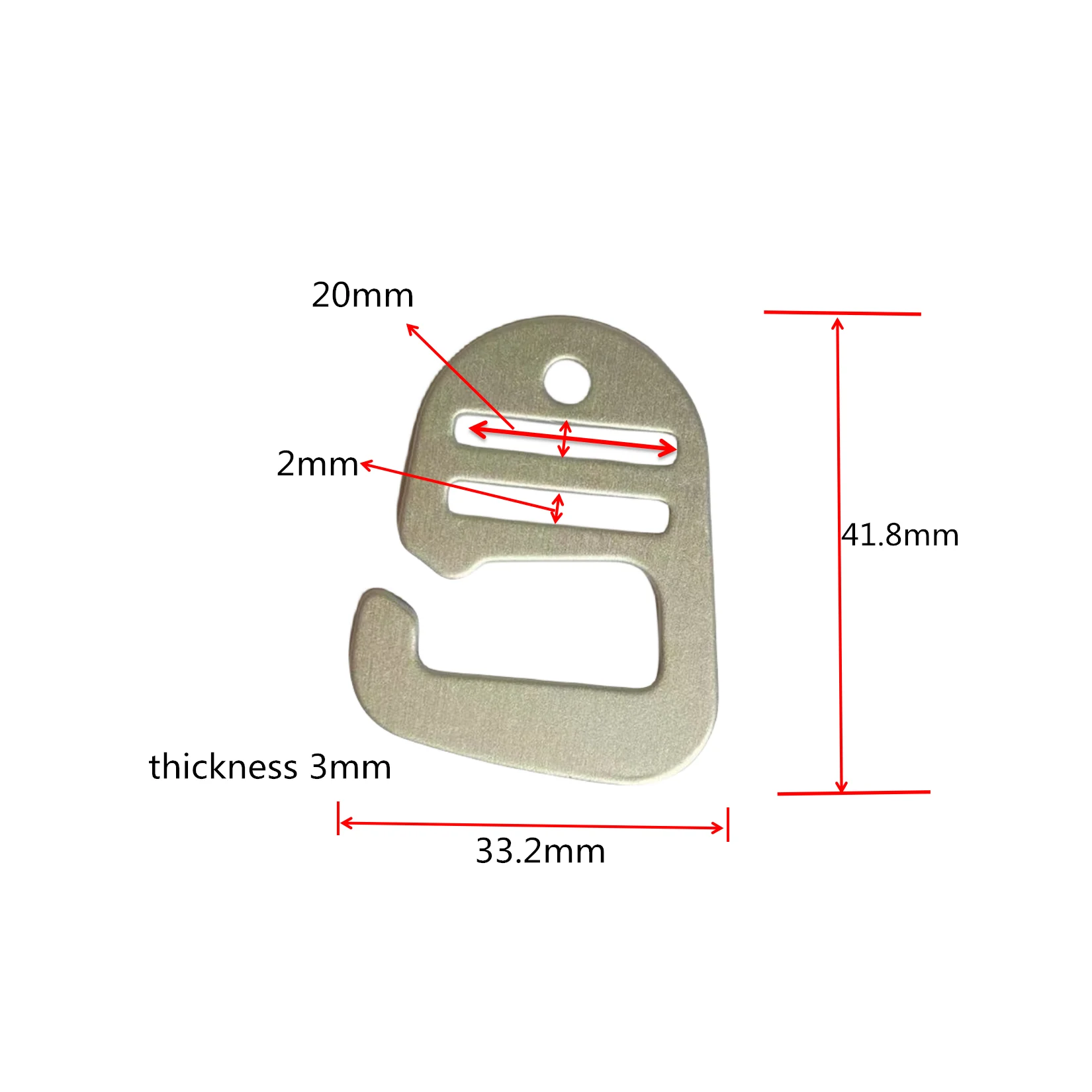 Aluminum Alloy Metal Release G Hook Buckles, Belt Side Strap Adjusters, Backpack Webbing, Pet Bag Webbing, Inner Diameter 20mm