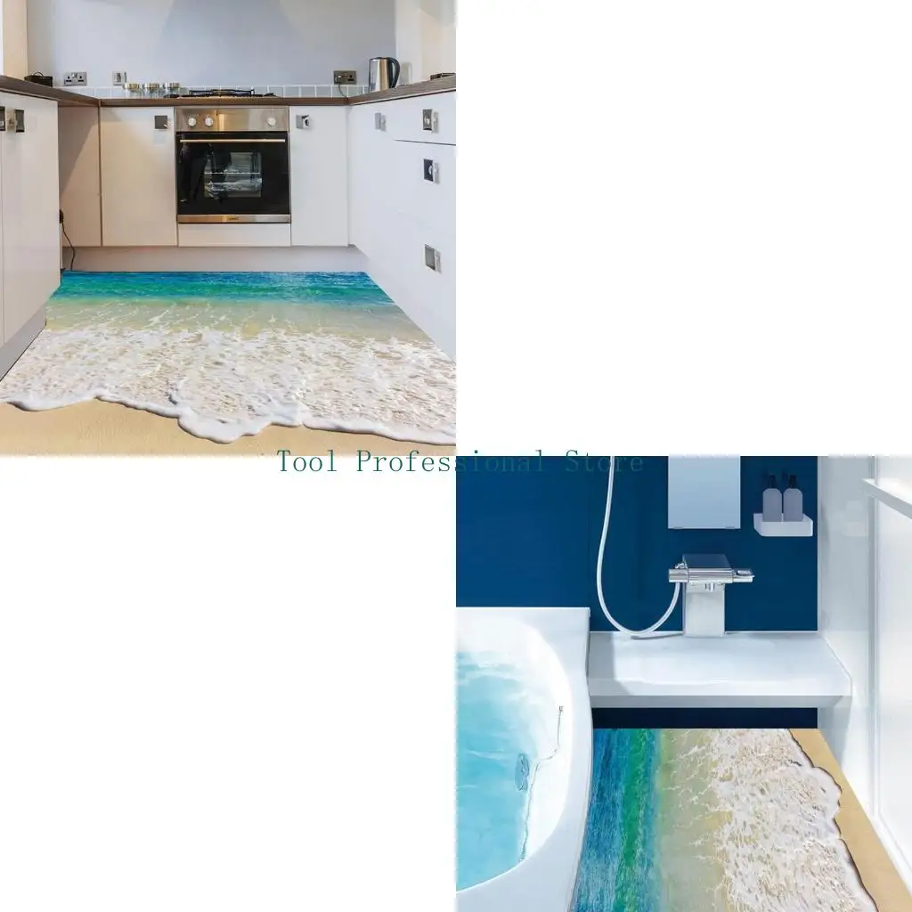 

57QF Removable Beach Floor Sticker Ocean Wall Decal Sticker Wall Decorations
