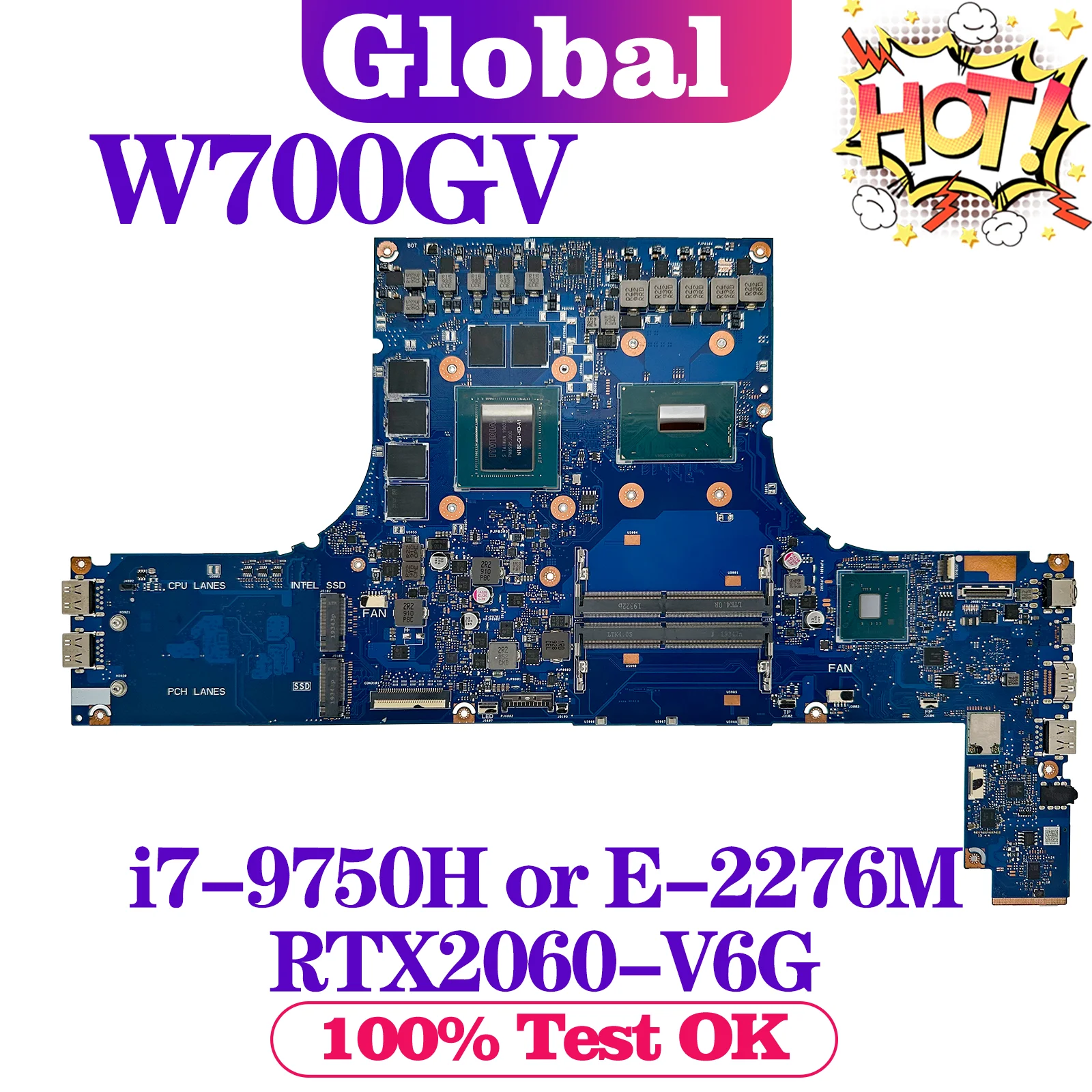 W700GV Mainboard For ASUS ProArt Studiobook 17 H700 W700GVA H700GV Laptop Motherboard i7-9750H E-2267M RTX2060-V6G