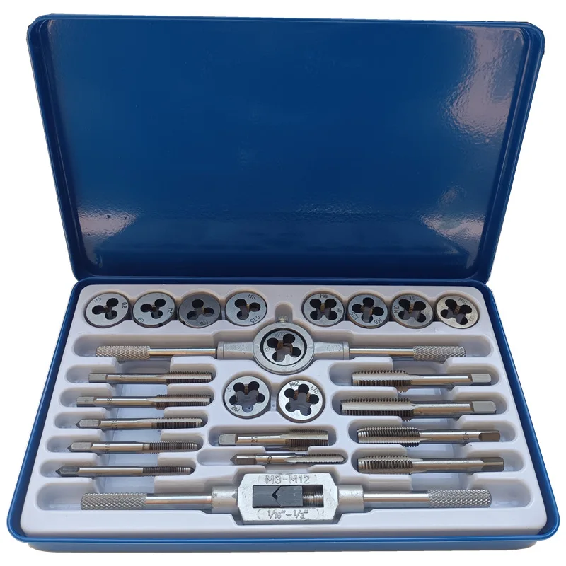 40Pcs/24PCS Metric Tap Die Set M3-M12 Alloy Steel Hand Threading Tool Kit with Metal Storage Case for Thread Repair and Creation