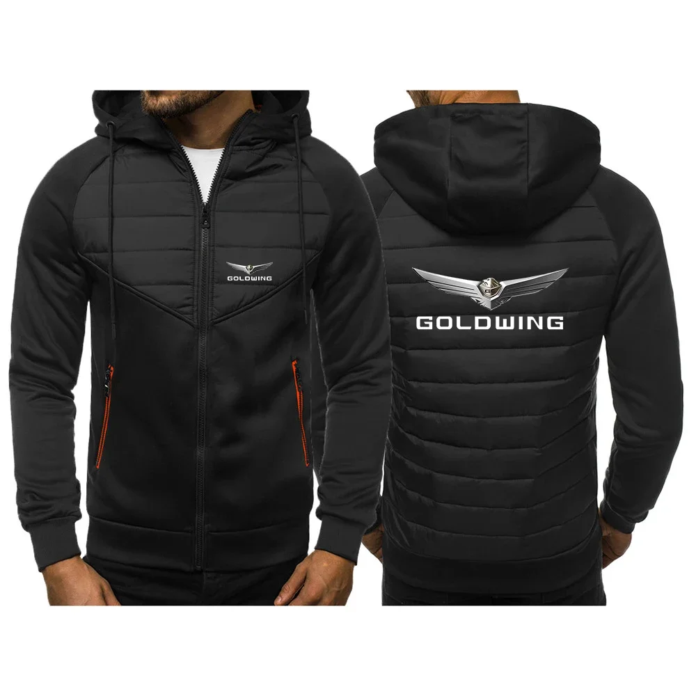 2024 New Goldwing Gl1500 GL1800 Japanese Motorcycle Autumn Winter Mens Printing  Three Color Hooded Cotton Padded Clothes Coat