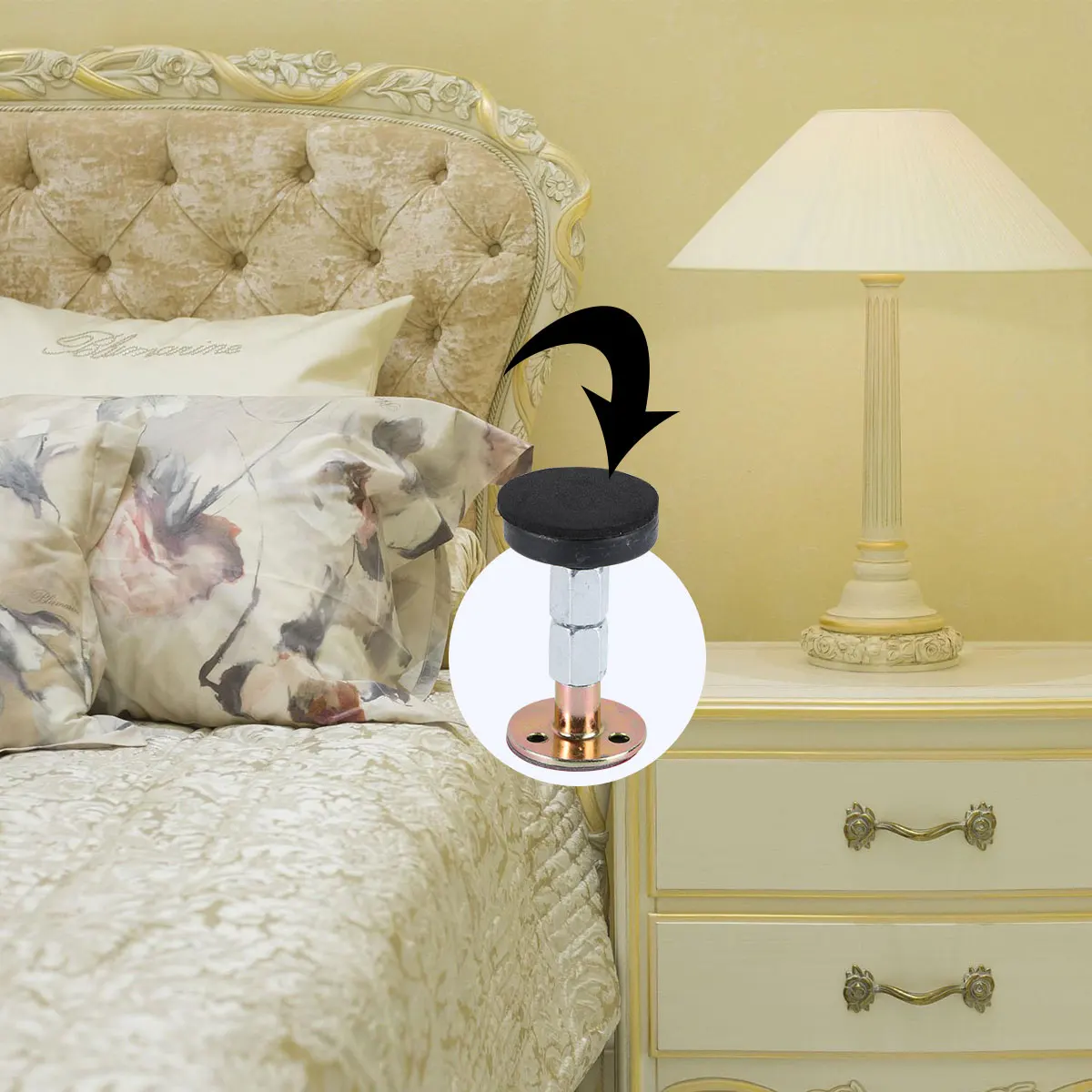 

4 Pcs Anti-collision Fixer Abstandshalter Verstellbar Bracket Bettpuffer Black Kopfteil Spreizer