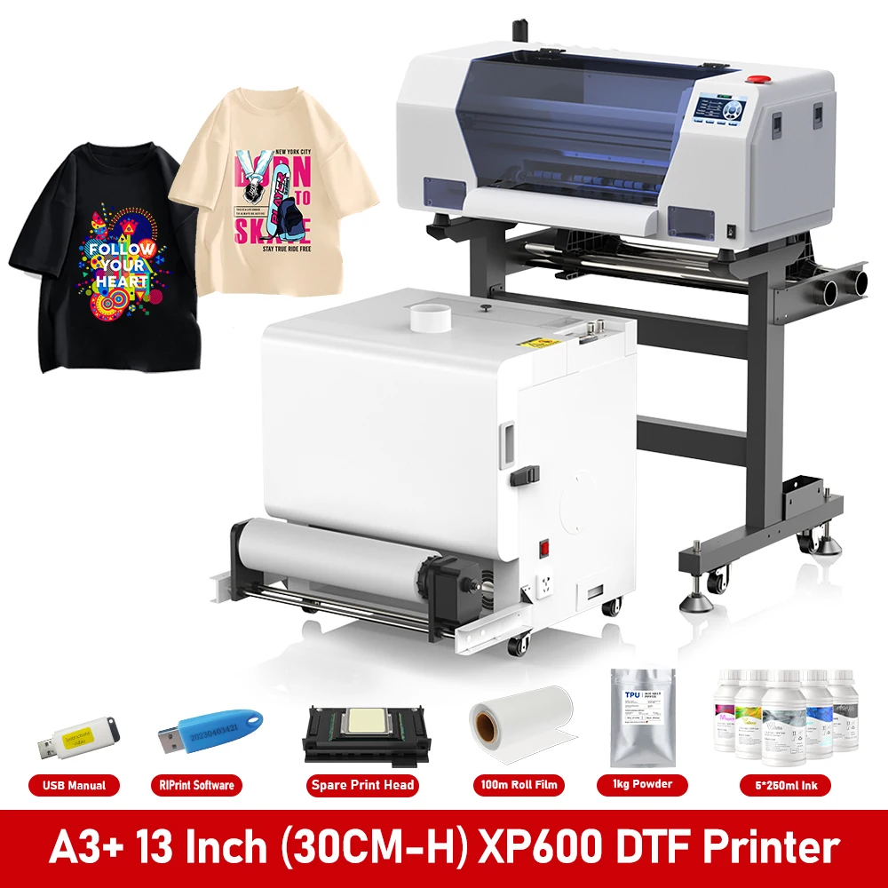 A3 DTF Printer Epson XP600 Printhead Impresora DTF with Powder Shaker Tshirt Printing Machine Direct to Film DTF Printer 13 Inch