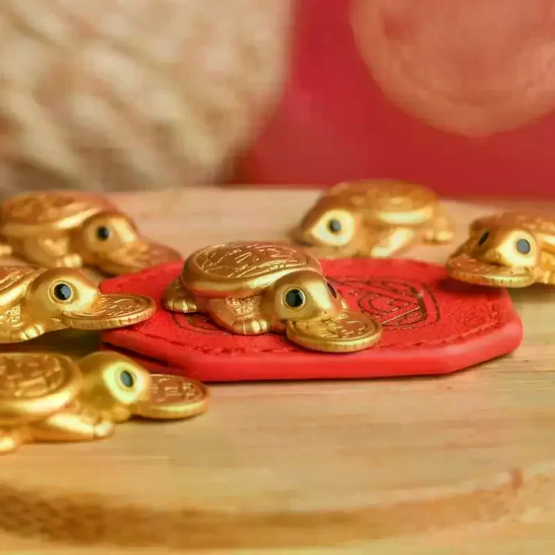 Fengshui Lucky Turtle Wallet Charm Money-biting Turtle Ornaments Decor For Longevity Protection & Financial Stability