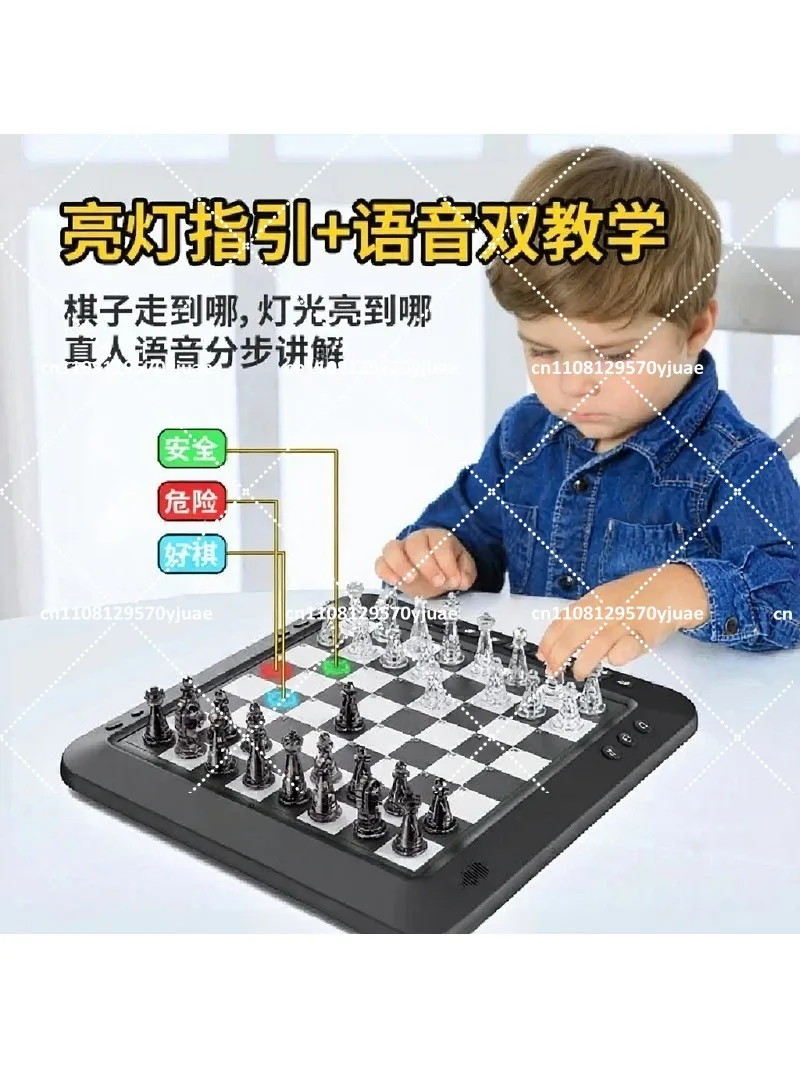 Smart Chess Board for Kids & Adults, Auto Play vs Computer Robot, Interactive Electronic Chess Set with Beginner Guide