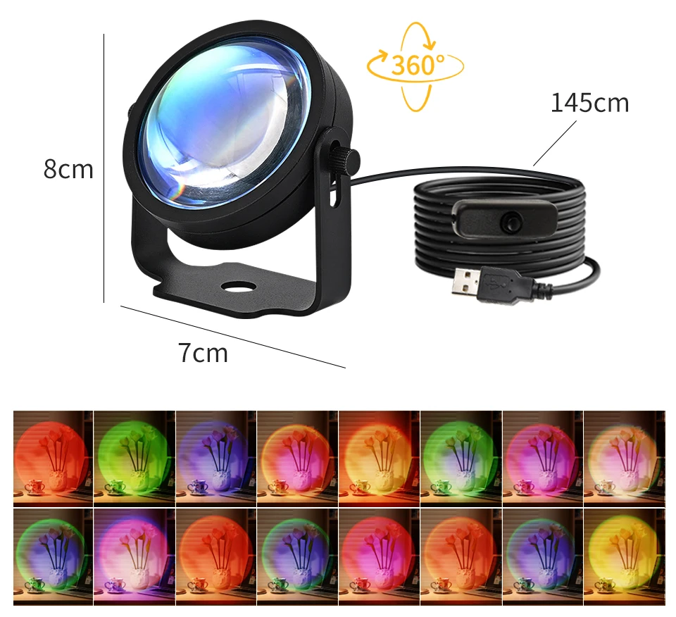 Tuya Smart Sunset Lamp Night Light Sunset Projector Smart Life APP Remote Led Lights For Photography Selfie Party Decoration
