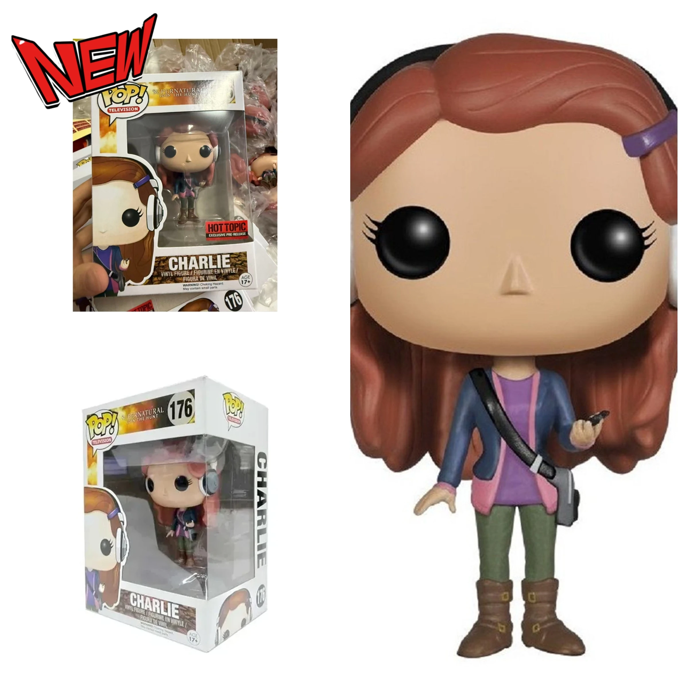 NOVO Funko POP Supernatural Charlie Bradbury # Figura de Vinil Colecionável 176, Brinquedo para Presente de Aniversário