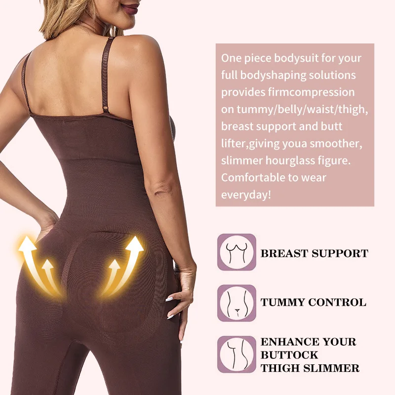 Women's Shaping Waist Trainer Mid-Thigh Bodysuit Tummy Control Shapewear Seamless Sculpting Body Shaper