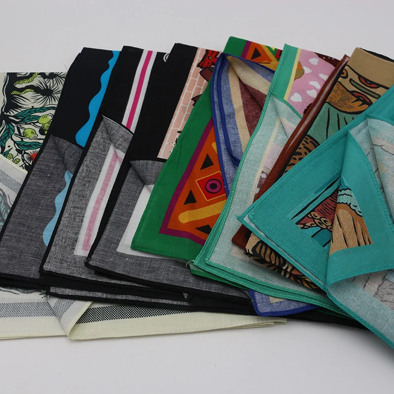 Digital One-side Printed Cotton Bandannas Hip hop Headbands Motorcycle Riding Masks Music Festival Decorations Headscarves
