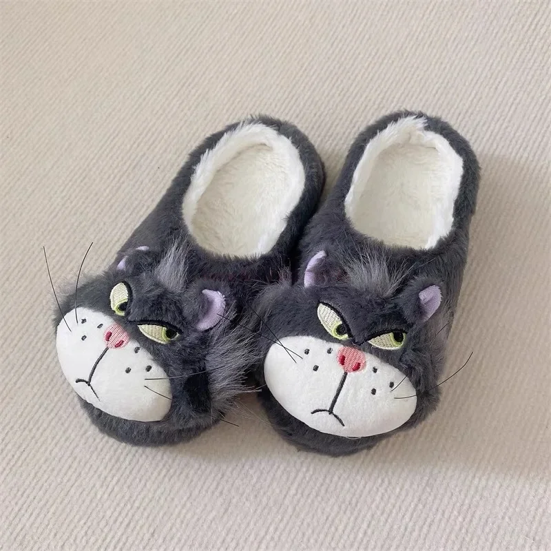 Cartoon Disney Anime Lucifer Cat cenerentola norvegese foresta gatto peluche ragazze pantofole da casa Kawaii antiscivolo scarpe di cotone caldo