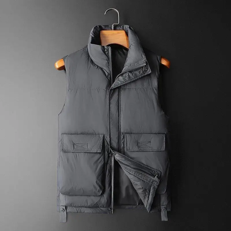 2023 Winter Men Hooded Jackets Sleeveless Vests Mens Casual Windproof Warm Vests Waistcoat Mens Spring Autumn Vest Jackets Male