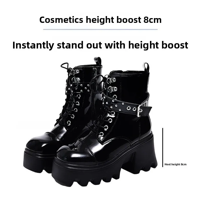

Women's ort Boots High Heel Slope Heel Briti Sle Cosplay oes 0cm Increase Height Summer Large Size Boots