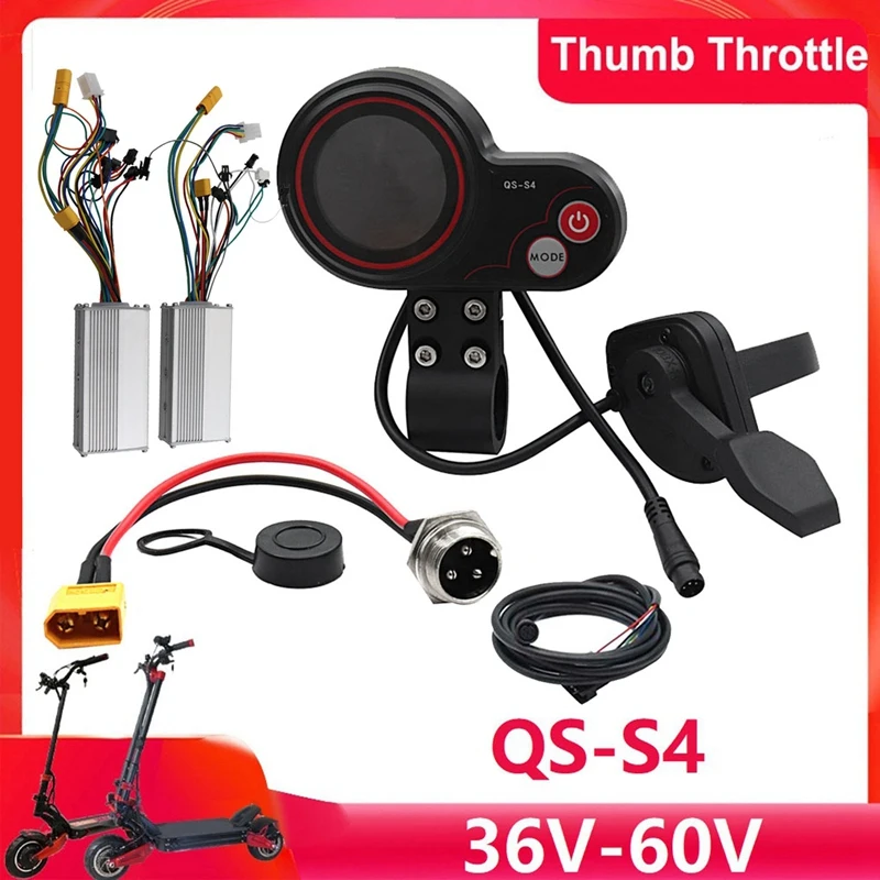 

QS-S4 Thumb Throttle LCD Display Kit 36V-60V+48V 800W Dual Drive Controller For Zero 8 9 10 8X 10X Electric Scooter Parts 6PIN