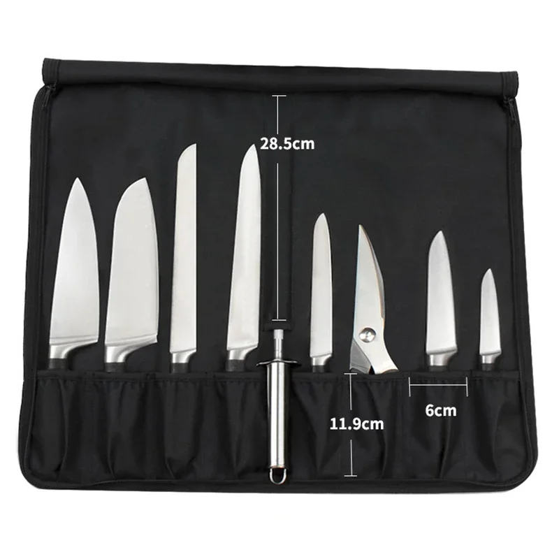 Portable Chef Knife Roll Bag Oxford Travel Outdoor Camping Slicing Santoku Japanese Knife Storage Pocket Professional Carry Case