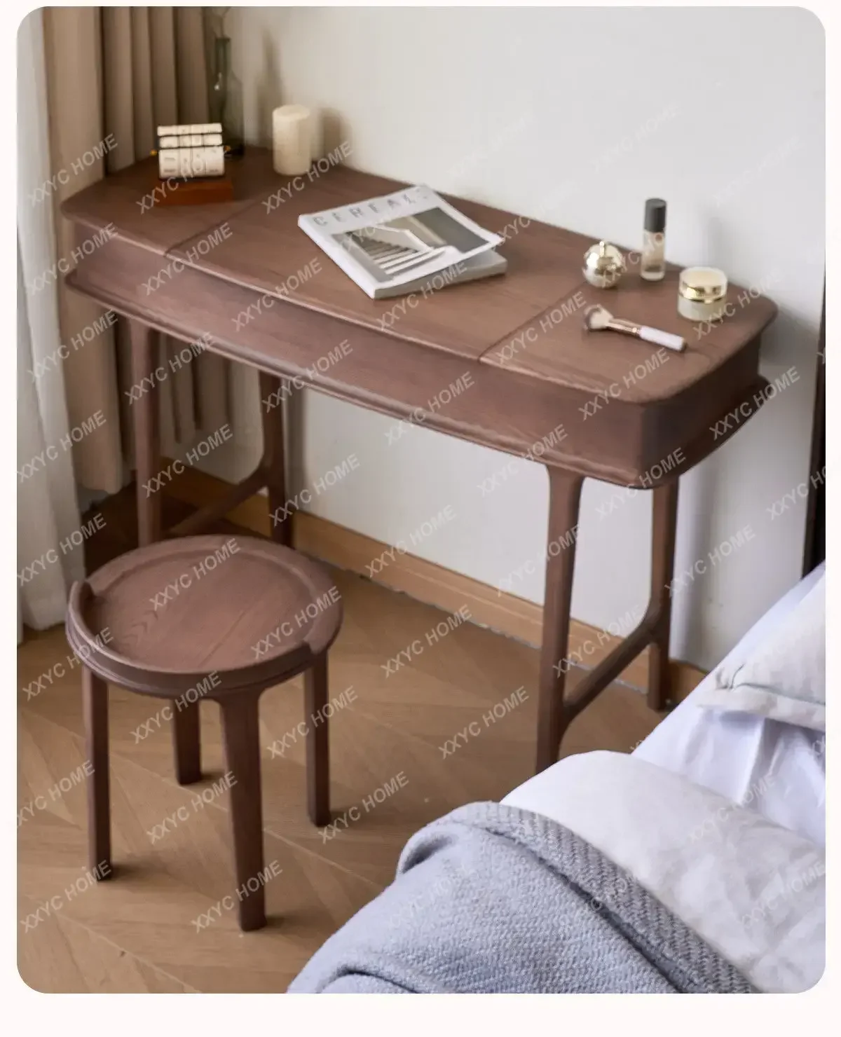 ash wood bedroom solid wood dresser multi-lattice flap with makeup mirror makeup table desk