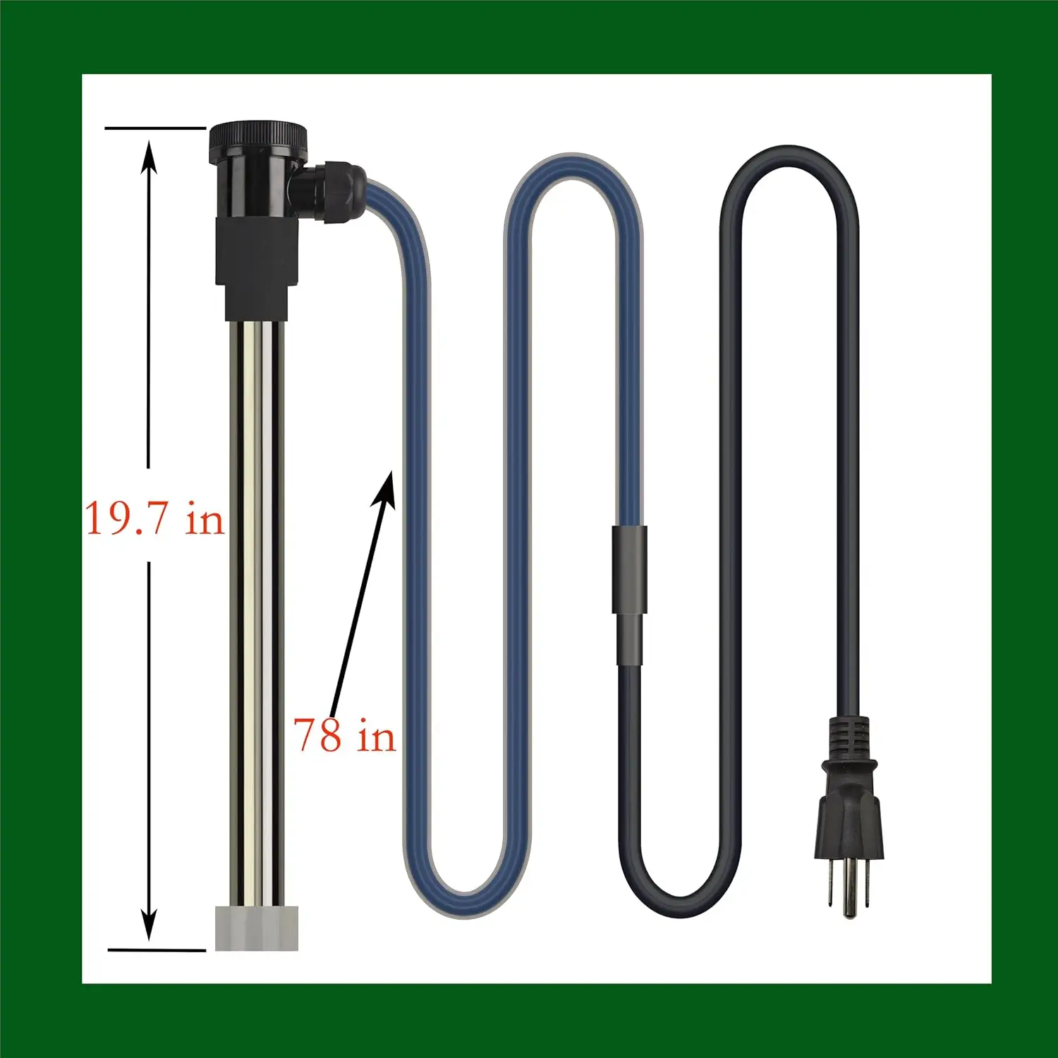 3500W 240V Fully Submersible Electric Water Heater of Baptismal Pool & Above Ground Pool – Portable Immersion Heater with Temp C