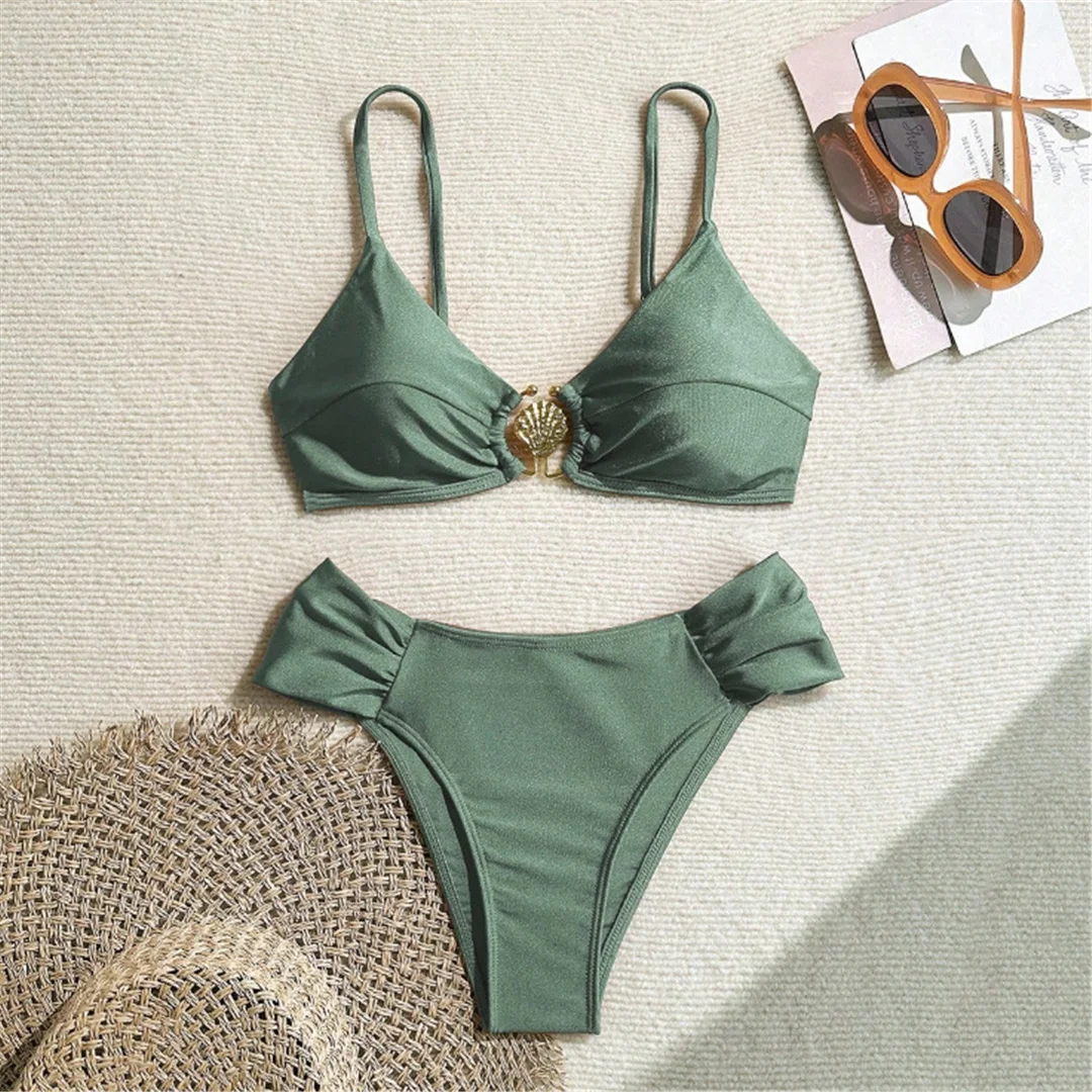 S - XL, 7 Farben, hoch geschnittener Bikini, Damen-Badeanzug, zweiteiliges Bikini-Set, gepolsterter Badeanzug, Badebekleidung, Modell V7117. – Detail 14