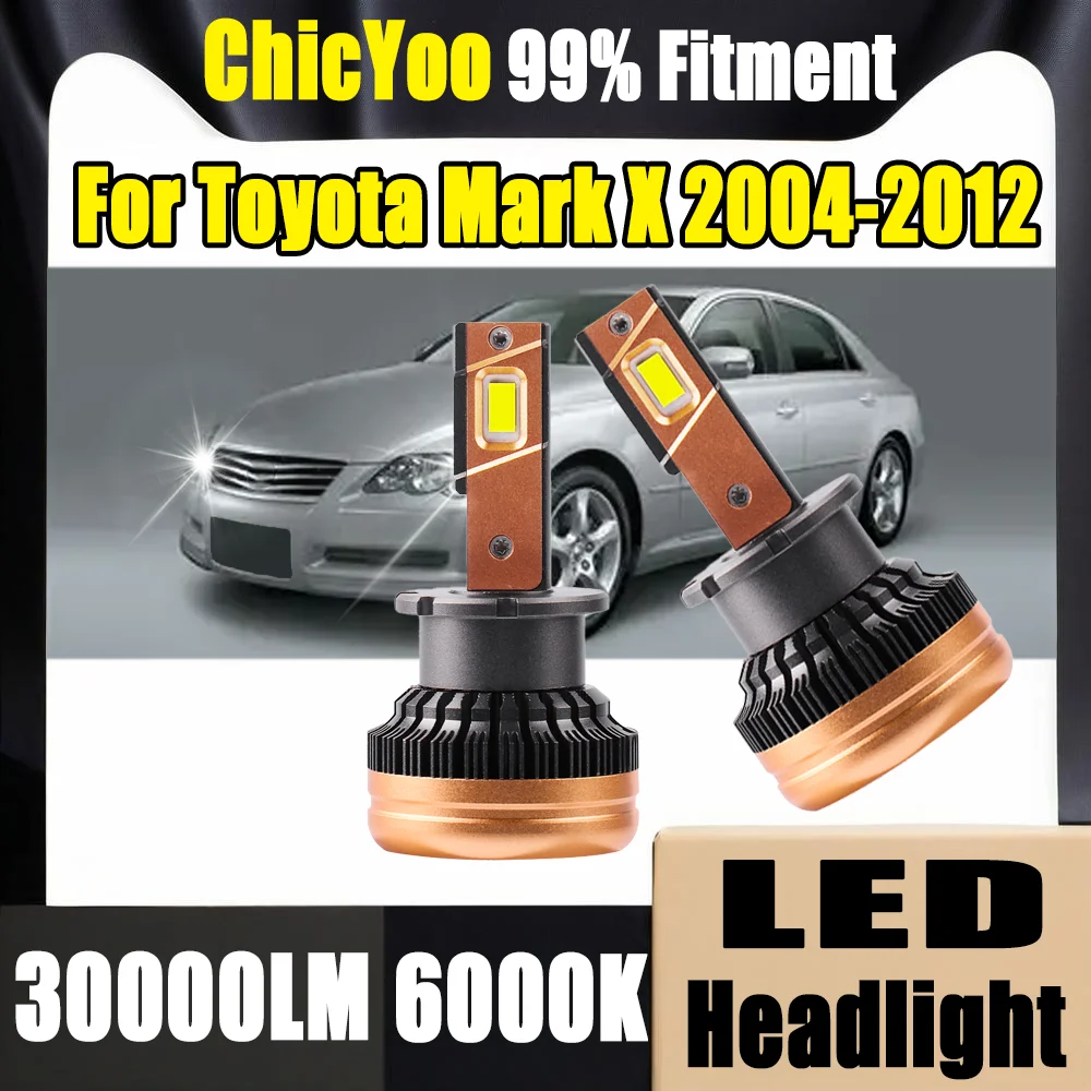 

2PCS 30000LM LED Headlights 120W Xenon Lamps Canbus No error HID Bulbs Two-sided CSP 12V 6000K White For Toyota Mark X 2004-2012