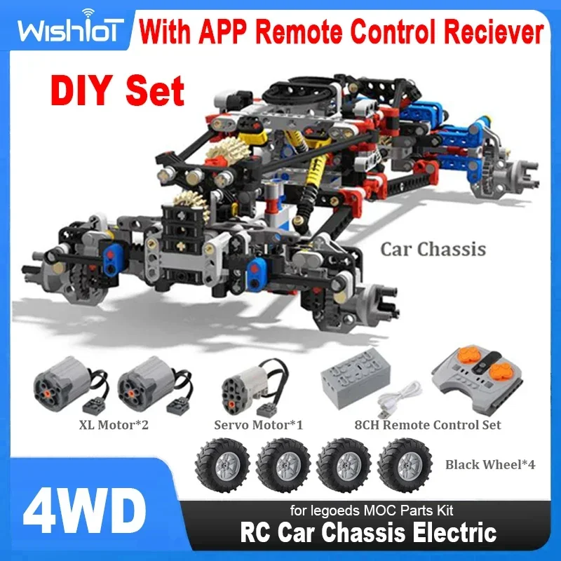 4WD RC Car Chassis Electric Drive Climbing Car Off-Road Technical with Suspension Shocks 8CH APP Remote Control MOC PF 8882 8878