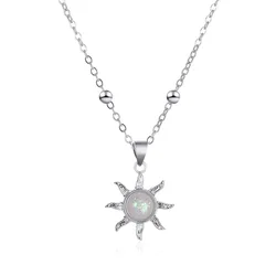 Graceful Gentle Stylish Sun Pearl Beads Shaped Pendant Long Chain Golden Silver Plated Hair Jewelry Necklace For Women