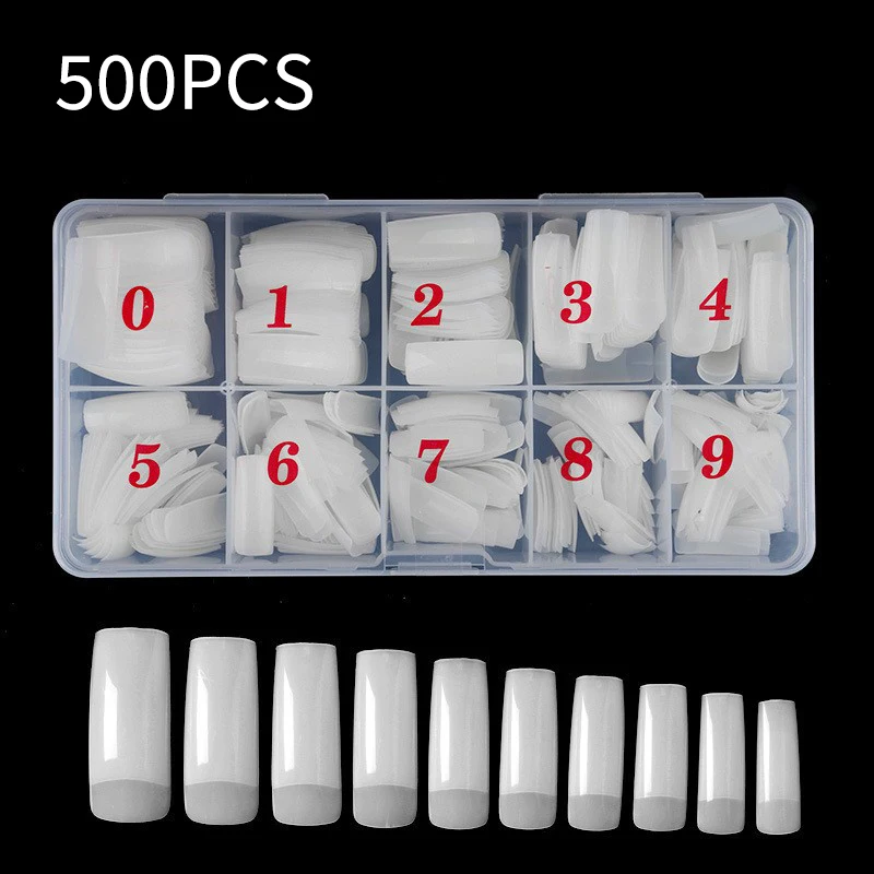 500pcs Press on Fake White Nails Short Korean Nail Tips Art Charms Supplies False Nails Set Accessories Press on Acrylic Nails