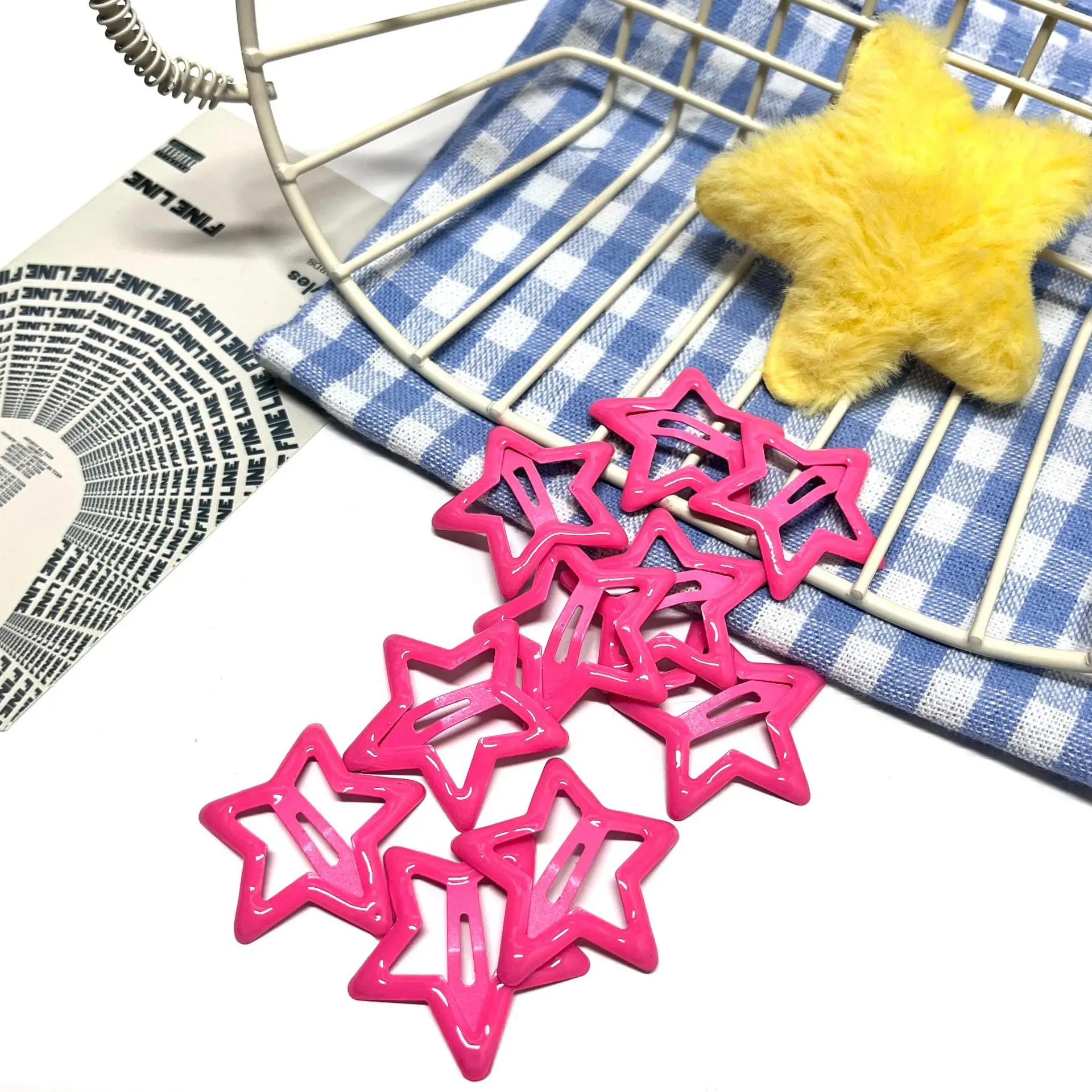 10 قطعة/المجموعة بسيطة Y2k بلون الدوبامين ستار دبوس الشعر للنساء الخماسية نجمة الانفجارات كليب BB كليب دبوس الشعر #6