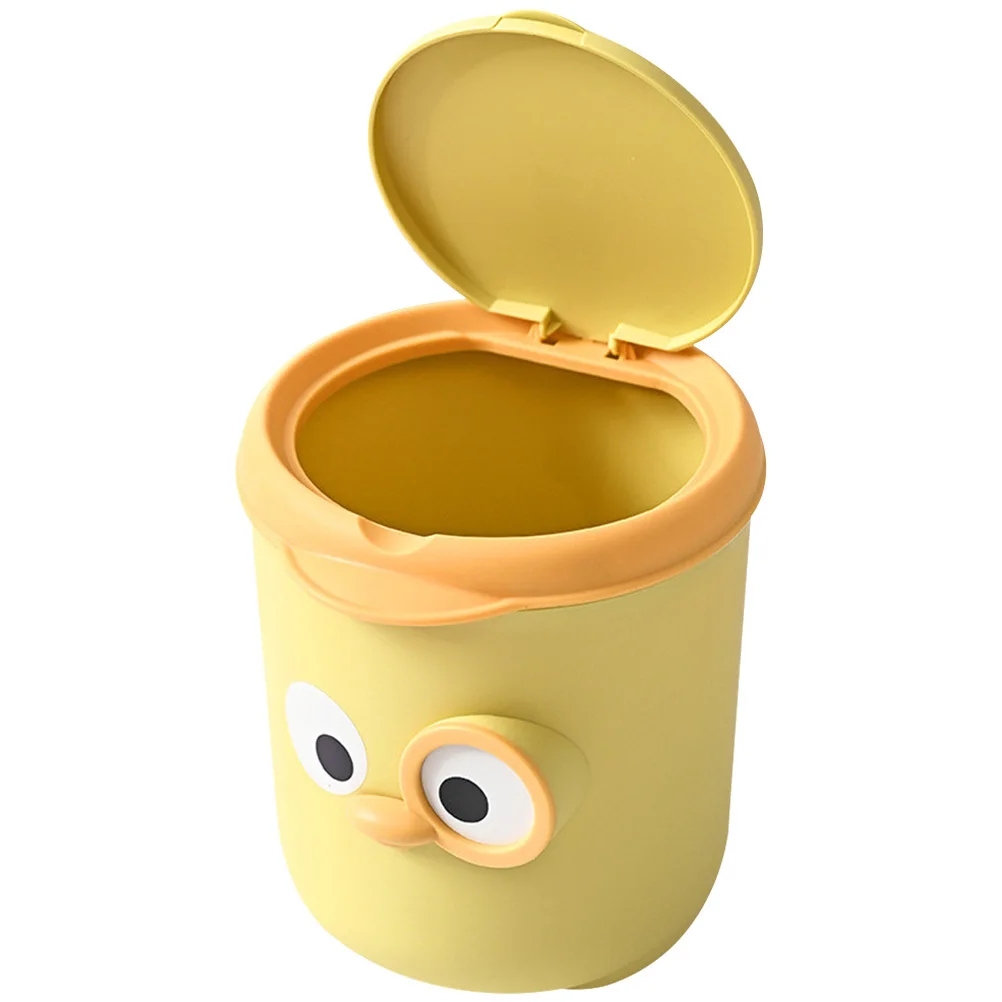 

Mini Desktop Trashcan with Cover Cartoon Small Garbage Bin Table Waste Basket Desktop Rubbish Storage Container